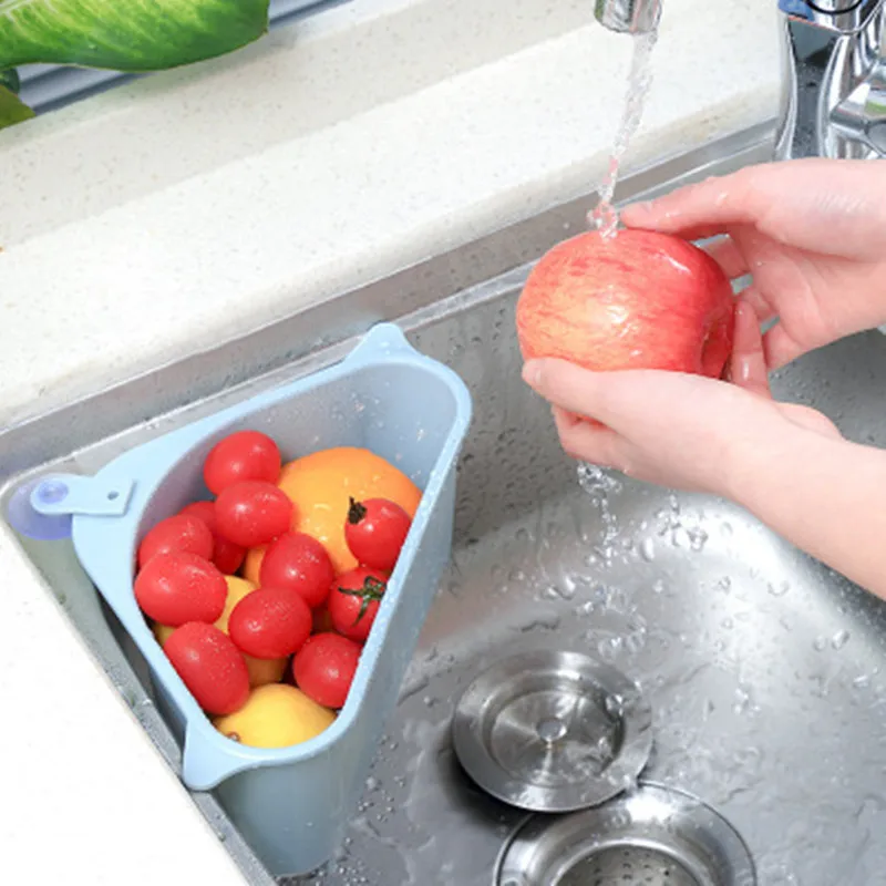

Kitchen Accessories Triangular Sink Drain Basket Kitchen Vegetable Leaf Peel Trash Box Sponge Rag Storage Basket Kitchen Tool