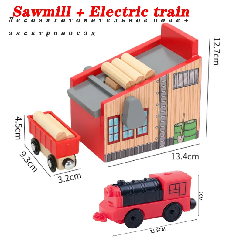 Sawmill and Train Друзья, деревянный трек-сцена, аксессуары, пиломатериалы, двора, совместимы с рельсовым автомобилем, платформа, Том, деревянный трек, Брио, трек, поезд, железная дорога - Цвет: Sawmill and Train