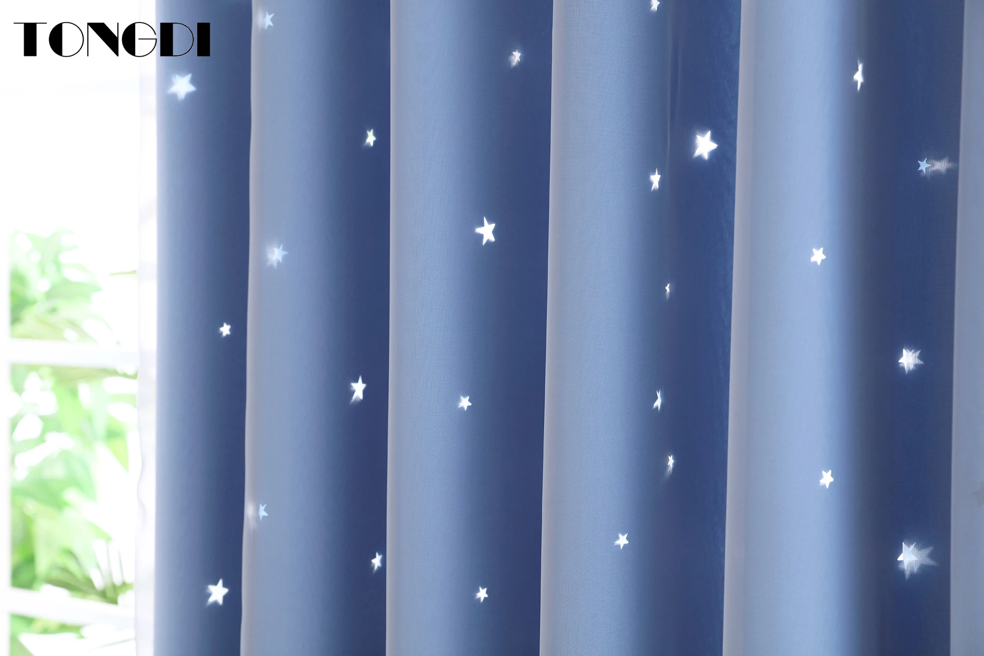 TONGDI полые двухслойные светонепроницаемые шторы со звездами украшение для