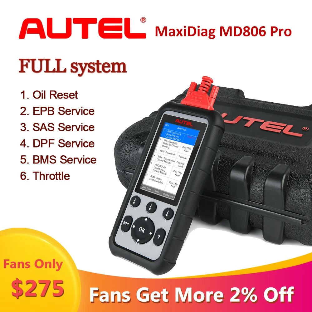 Autel MaxiDiag полная система MD806 Pro OBD2 автомобиль scania диагностический автоматический