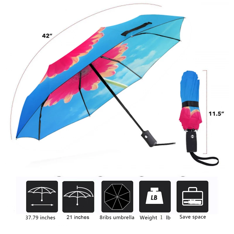 Полностью Автоматический Портативный Складной Дождливый зонт Женские