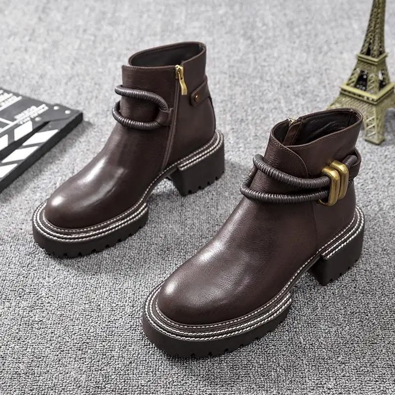2021 spring and autumn new side zipper platform retro Martin short boots women boots women platform shoes