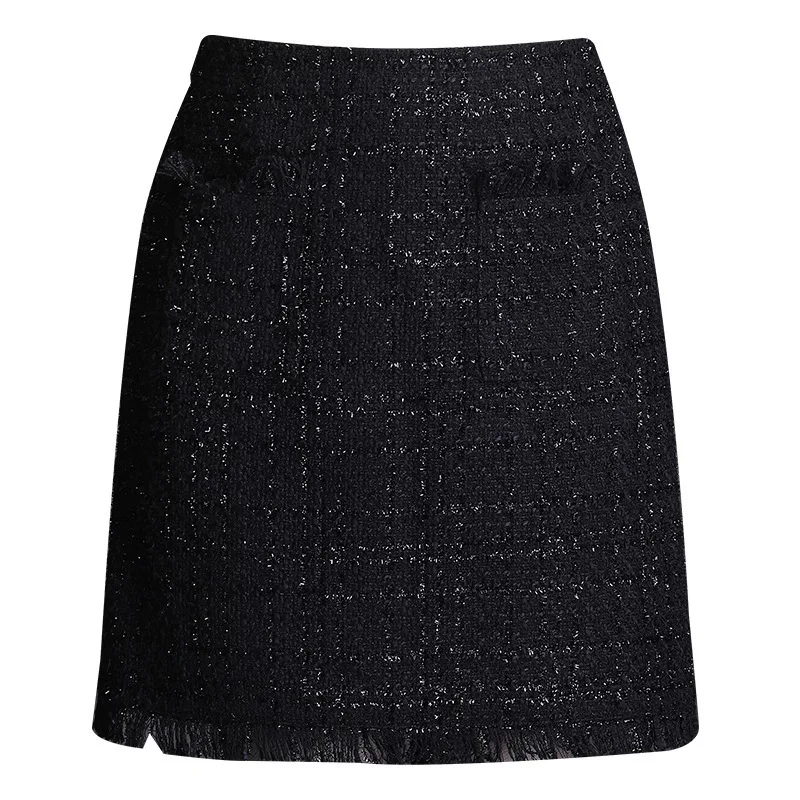 

Autumn & Winter New Simple Black Plaid Bag Hip Skirt High Waist Slimming All-match Women Sexy A-line Mini Skirt Free Shipping