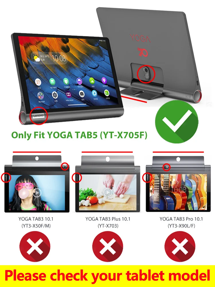 Cover Case for Lenovo Yoga Tab5 YT-X705F 10.1 Inch PU Leather Protectctive Cover Shell Tablet Funda Capa free stylus+film