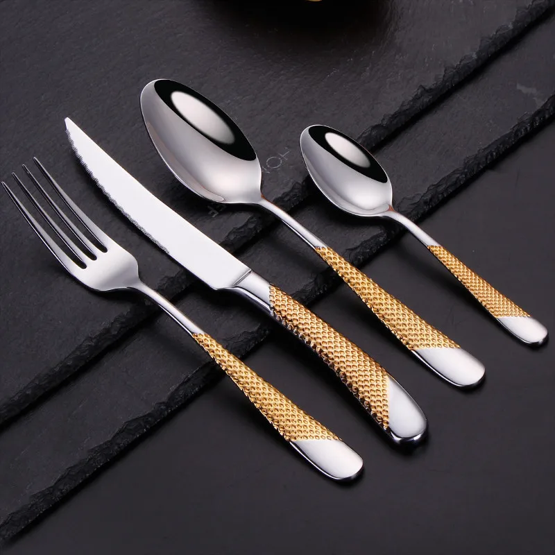 

Kitchen Tableware Cutlery Set Silver Cutlery Set Stainless Steel Luxury Dinnerware Fork Spoon Knife Western Dinner Set Gold