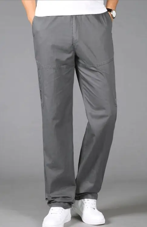 Брюки-карго мужские с эластичным поясом повседневные хлопковые мешковатые штаны