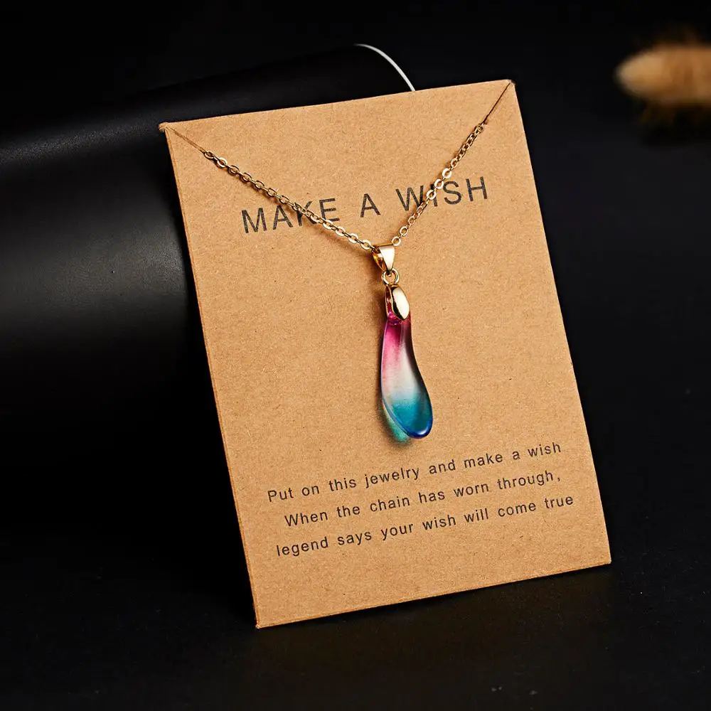 Wish Card, чокер с медальоном с камнем, ожерелье для женщин, Золотая цепочка, ожерелье, Женский дружеский подарок, ювелирные изделия