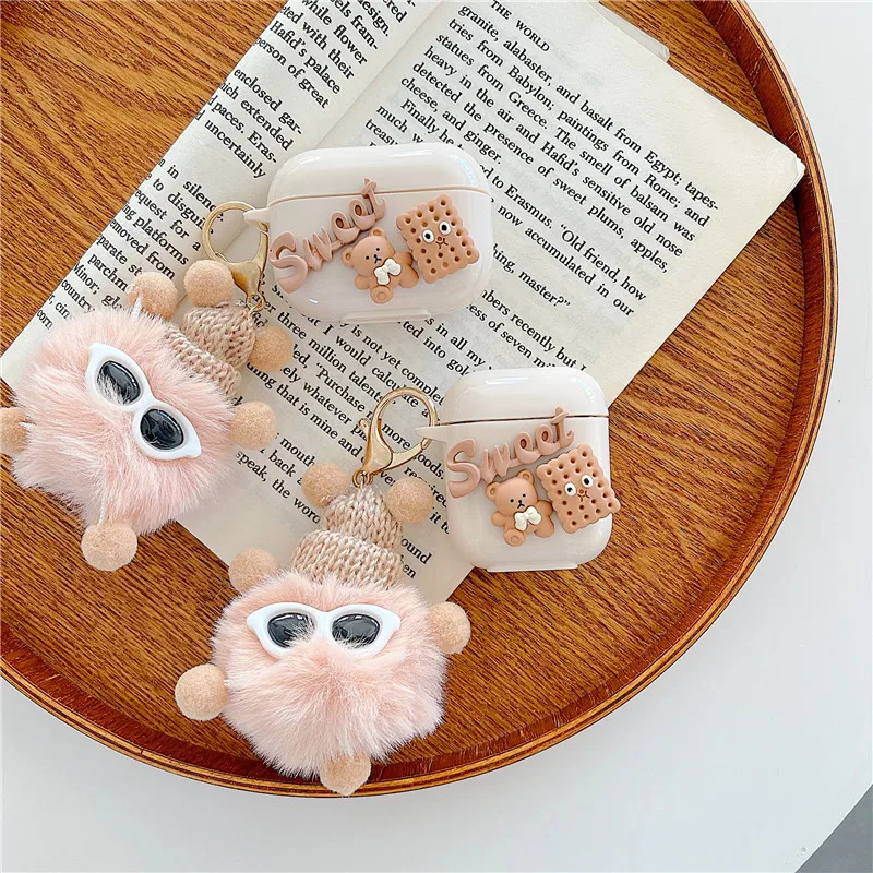 

Милая мультяшная шапка с меховым помпоном Брелок чехол для наушников чехол для AirPods 1 2 Airpods 3 Pro Мягкий Силиконовый Футляр для наушников Аксес...