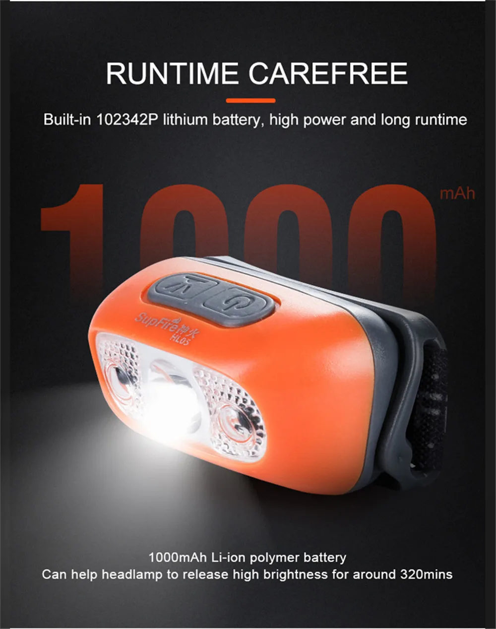 Supfire налобный фонарь USB головной светильник светодиодный HL05 1000lm Linterna походный фонарь для верховой езды головной светильник для Imalent Fenix Sofirn Convoy