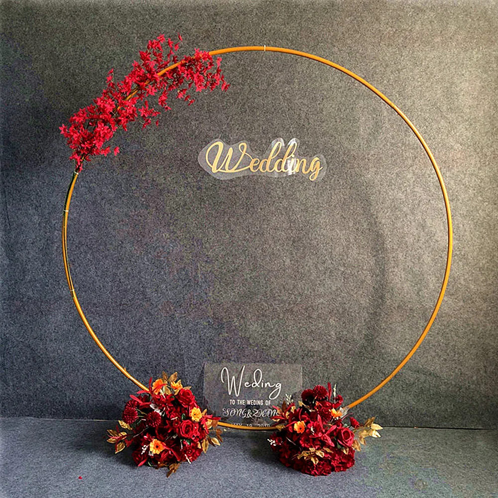 

Wedding Arch Circle Party Deco Background Wrought Iron Shelf Decorative Props Diy Round Party Background Shelf Flower with Frame