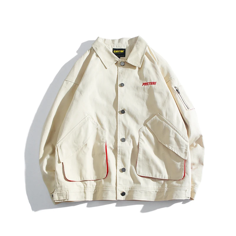 Модная мужская тренерская куртка с буквенным принтом ветровка на пуговицах