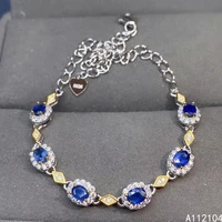 kjjeaxcmy fine jewelry 925 sterling silver inlaid natural sapphire women new vintage trendy oval hand bracelet support detection
