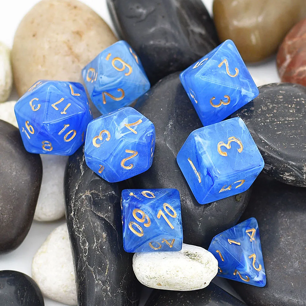 Poludie 7 шт./набор игральные кости DND набор с вихревым золотым шрифтом многогранные D4
