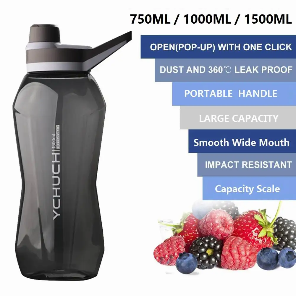 

750 ml Outdoor Sports Water Bottle High Temperature Plastic Leak-proof Water Cup Time Scale Frosted Fitness Student Couple Cup