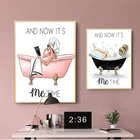 Постер на стену в скандинавском стиле для ванной, Картина на холсте с высокой печатью для модной девушки и ванны, картина для украшения дома, картина