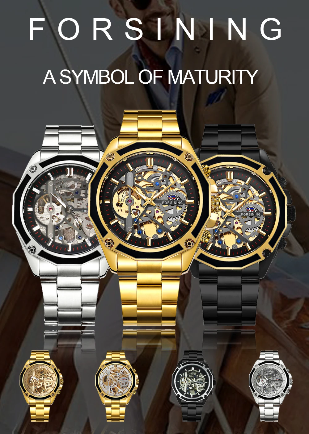 FORSINING военные модные часы мужские скелетоны светящиеся стрелки циферблат топ
