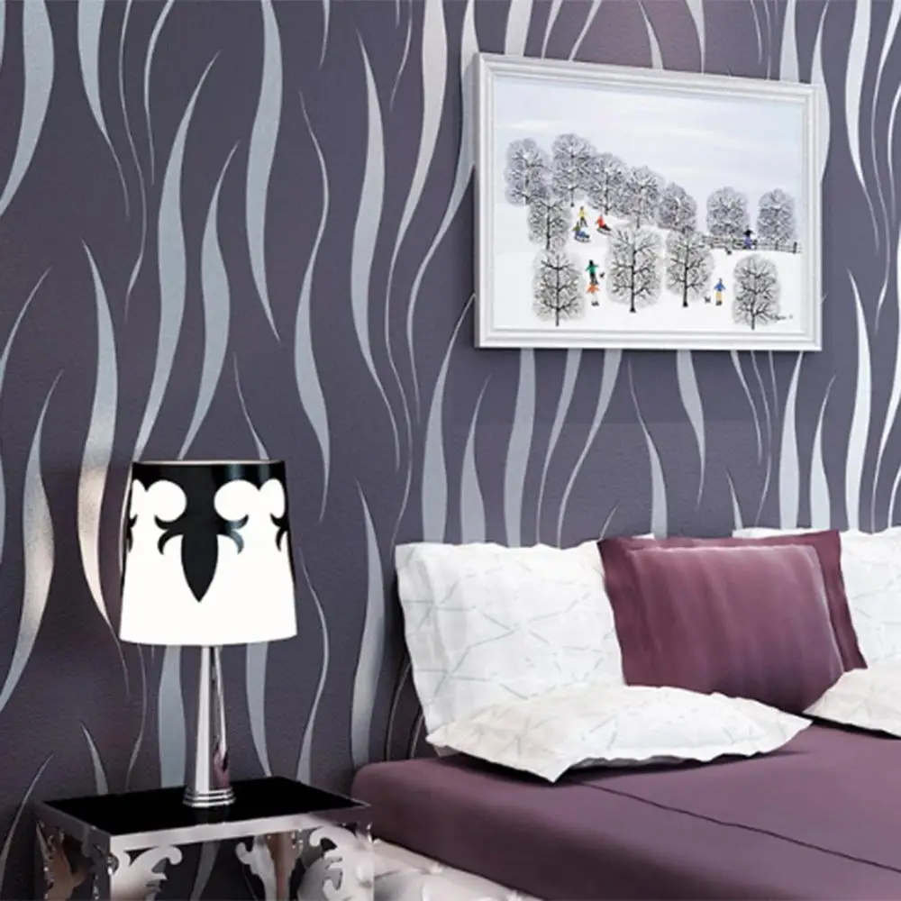 Simple Elegant Wave Stripe TV Background Wallpaper Modern Living Room Sofa Beautiful Non-woven |