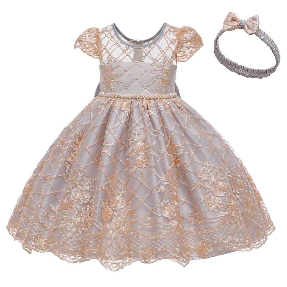 

3M-24M toddler pageant dresses Lace Knee-Length tulle dress girl Baby 1 Year Prom Bow girls ball gown Color Matching Party Dress