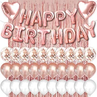 birthday party decor foil balloon suit rose gold letter latex confetti ballontassel rain curtain baby shower wall stage backdrop