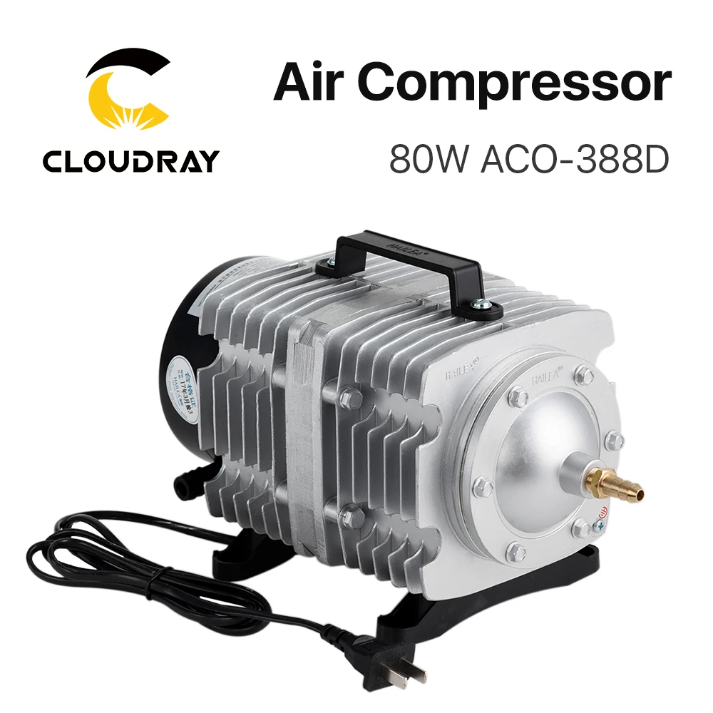 

Cloudray 80W Air Compressor Electrical Magnetic Air Pump for CO2 Laser Engraving Cutting Machine ACO-388D