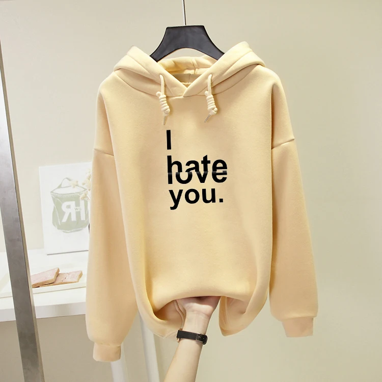 Толстовки с надписью I Hate Love You модная зимняя Повседневная Толстовка для мужчин и