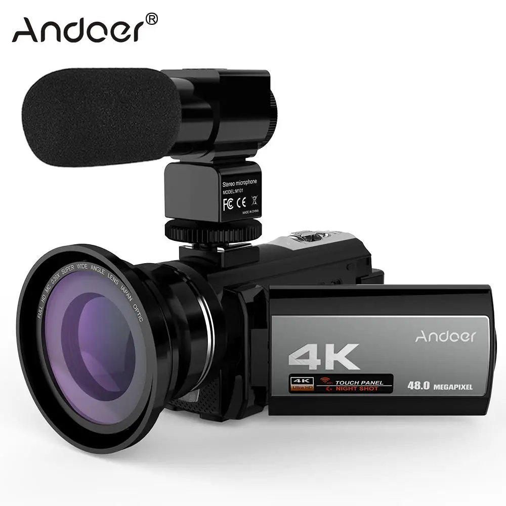 Цифровая видеокамера Andoer 4K Ultra HD 48 МП Wi-Fi сенсорный экран 3 0 дюйма ИК Инфракрасная
