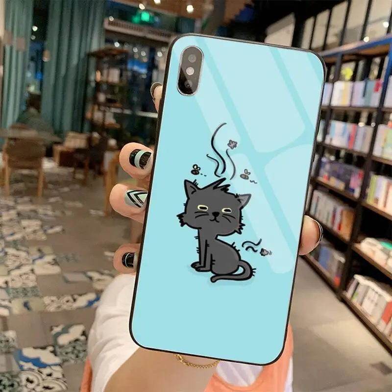 cutewanan smelly cats phone case cover tempered glass for iphone 11 pro xr xs max 8 x 7 6s 6 plus se 2020 case free global shipping