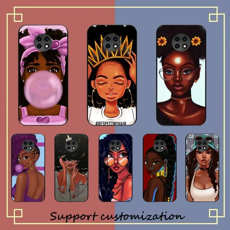 

Melanin Poppin African Black Girl Phone Case For Xiaomi Redmi Note8A 7 5 Note8pro 8T 9Pro TPU Coque for note6pro