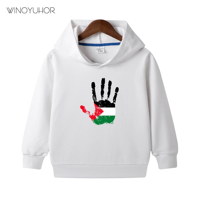 Sudaderas con capucha para ni&ntilde;os y ni&ntilde;as, ropa con estampado divertido de la mano de la bandera de Israel, jers&eacute;is de manga larga, Tops de oto&ntilde;o-0