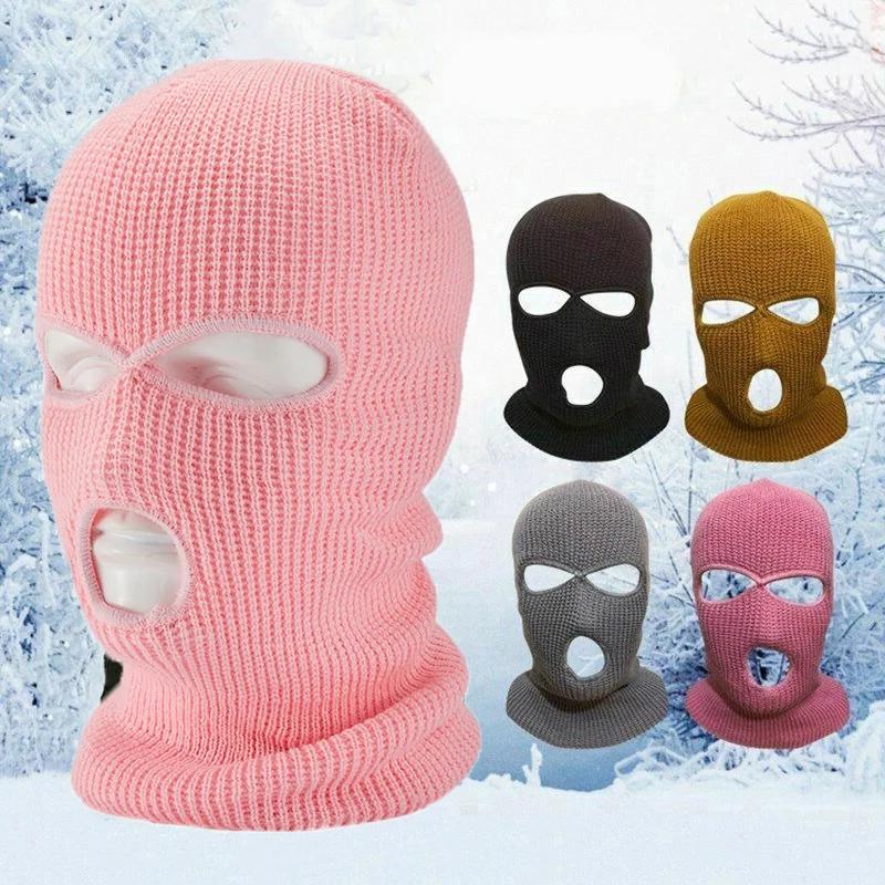 Маска для мужчин и женщин вязаная Лыжная маска на все лицо с 2 отверстиями/3