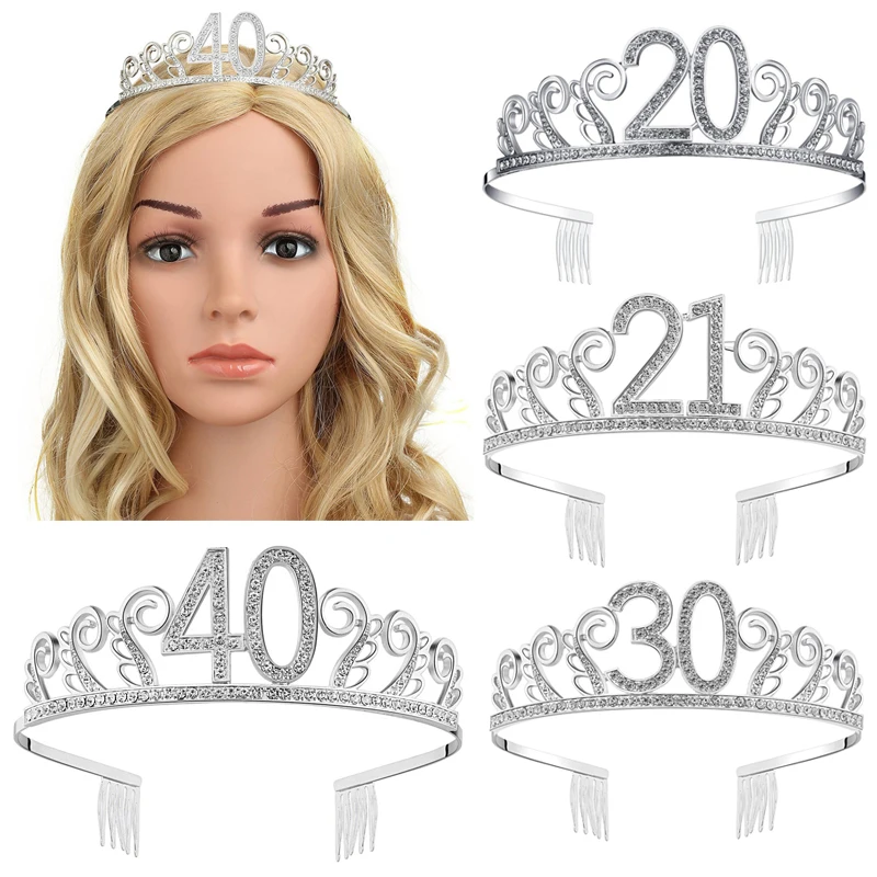 Happy Birthday Crown резинки для волос для Для женщин Для мужчин номер 18/20 Вт, 30 Вт, 40 диадемы украшения для волос аксессуары для дня рождения