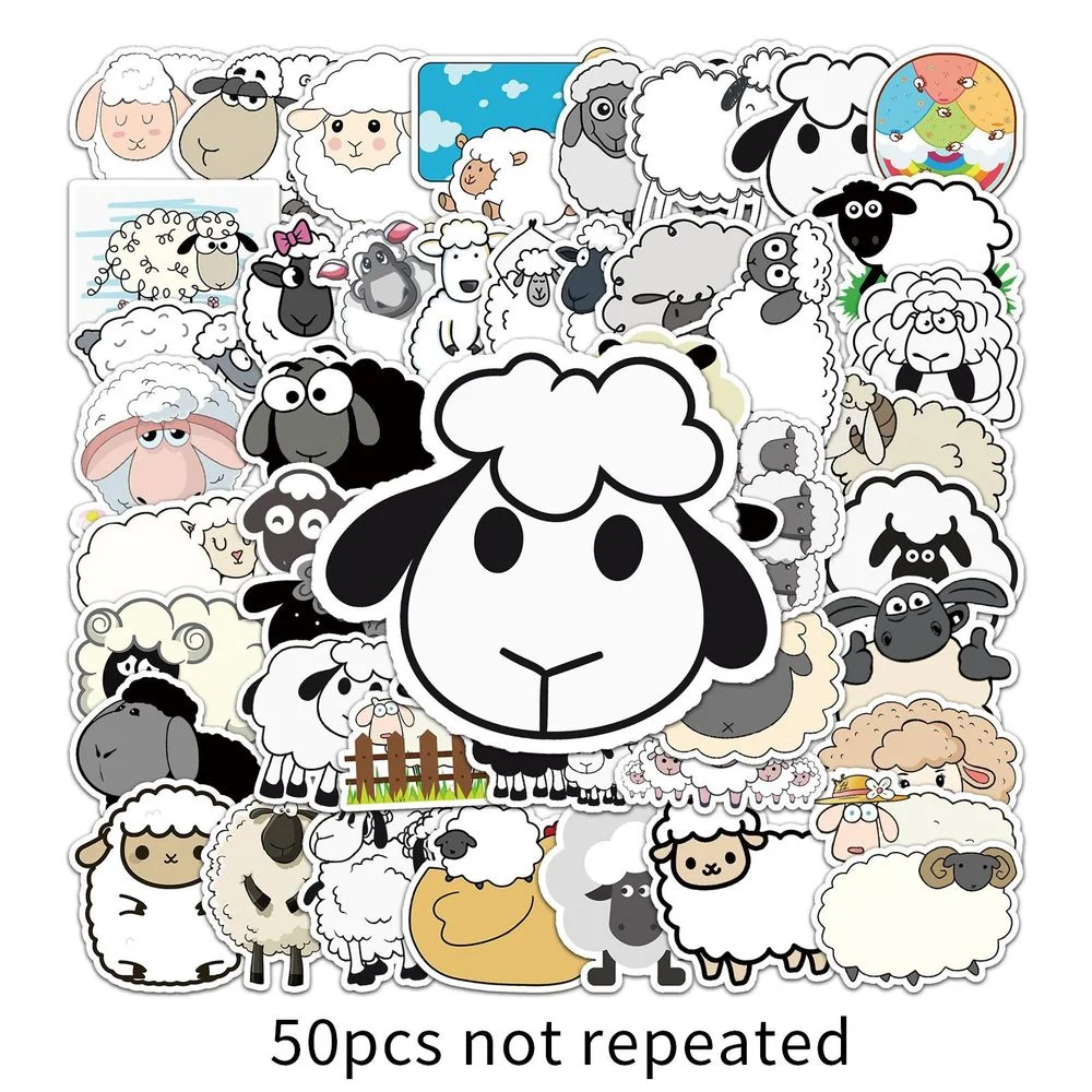 

10/50PCS Cute Sheep Animal Graffiti Sticker Kawaii Cartoon Lamb Sticker for Laptop Scrapbook Skateboard Car Toy Decals Sticker