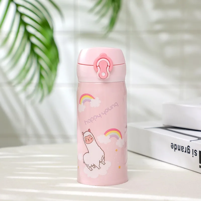Новый термос из нержавеющей стали милый ламы и альпаки бутылка для воды детей 350