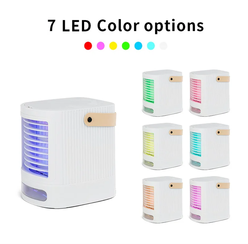 Air Fan Electric Conditioner Strong Wind Fast Cooling Humidifier Water Conditioning With 7 LED Color Options Light 5V 5W FS21