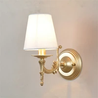 american vintage bronze iron e14 led wall sconce lamp deco bedroom bedside living room corridor fabric white fixture light