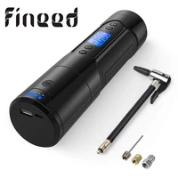 fineed mini air compressor 12v 150 psi tire inflator for car motor bicycle tire pump with tire gauge led light power bank