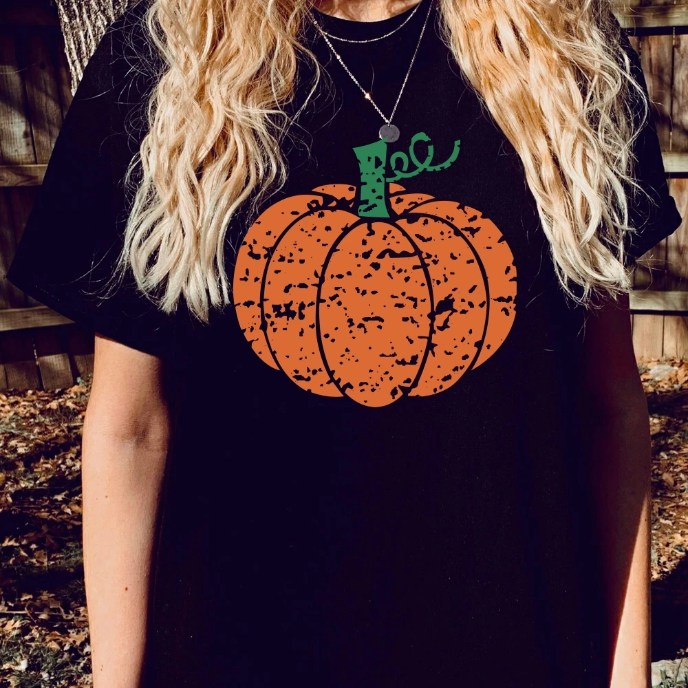 

Halloween Women Fashion Tops Floral Leopard Pumpkin Print Cotton Tshirt Sweet Girl Streetwear Hawaii Harajuku Graphic Tee Shirts