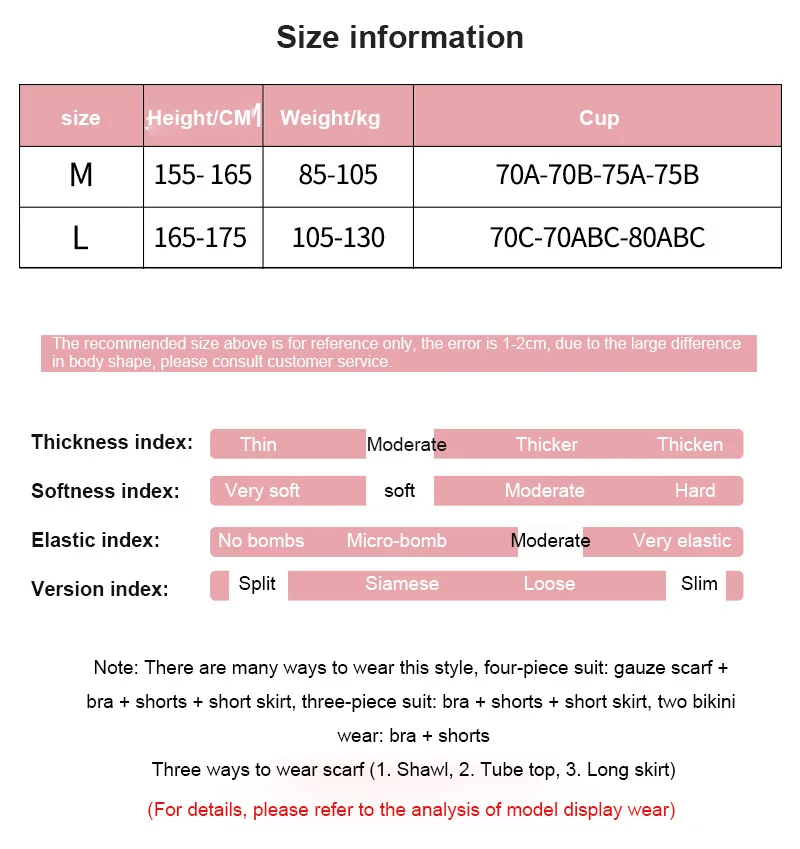 

4Pcs Sexy High-end Bikini Skirt Shawl Swimsuit With Steel Ring Bikini Set Push Up Beach Wear Bathing Suit Swimming For Girls