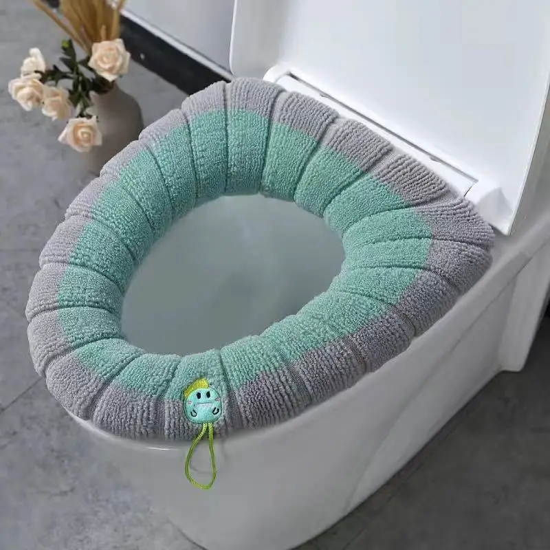 Thickened Toilet Seat Cover with Handles Soft Washable Toilet Cushion Simple Pumpkin Shape Toilet Lid Accessories