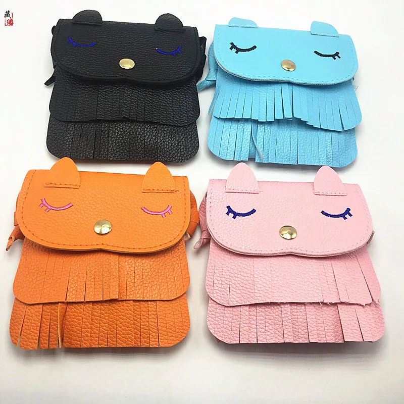 

Детская сумка через плечо из искусственной кожи с кисточкой, милая кошка, маленькая Фотосумка для маленьких мальчиков и девочек, Детский ко...