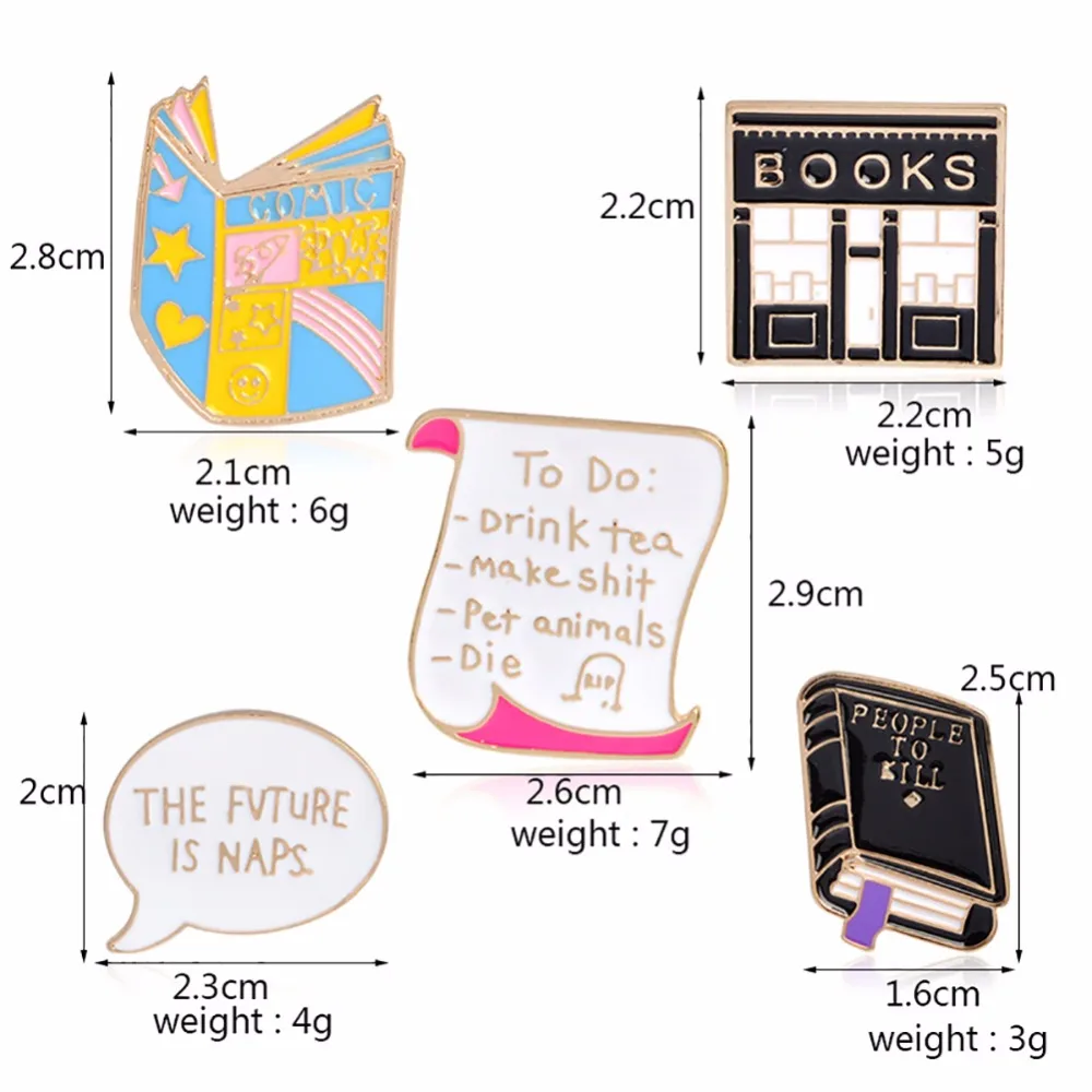 Комплект из 2 предметов брошь в виде книги Pin Творческий книжного магазина