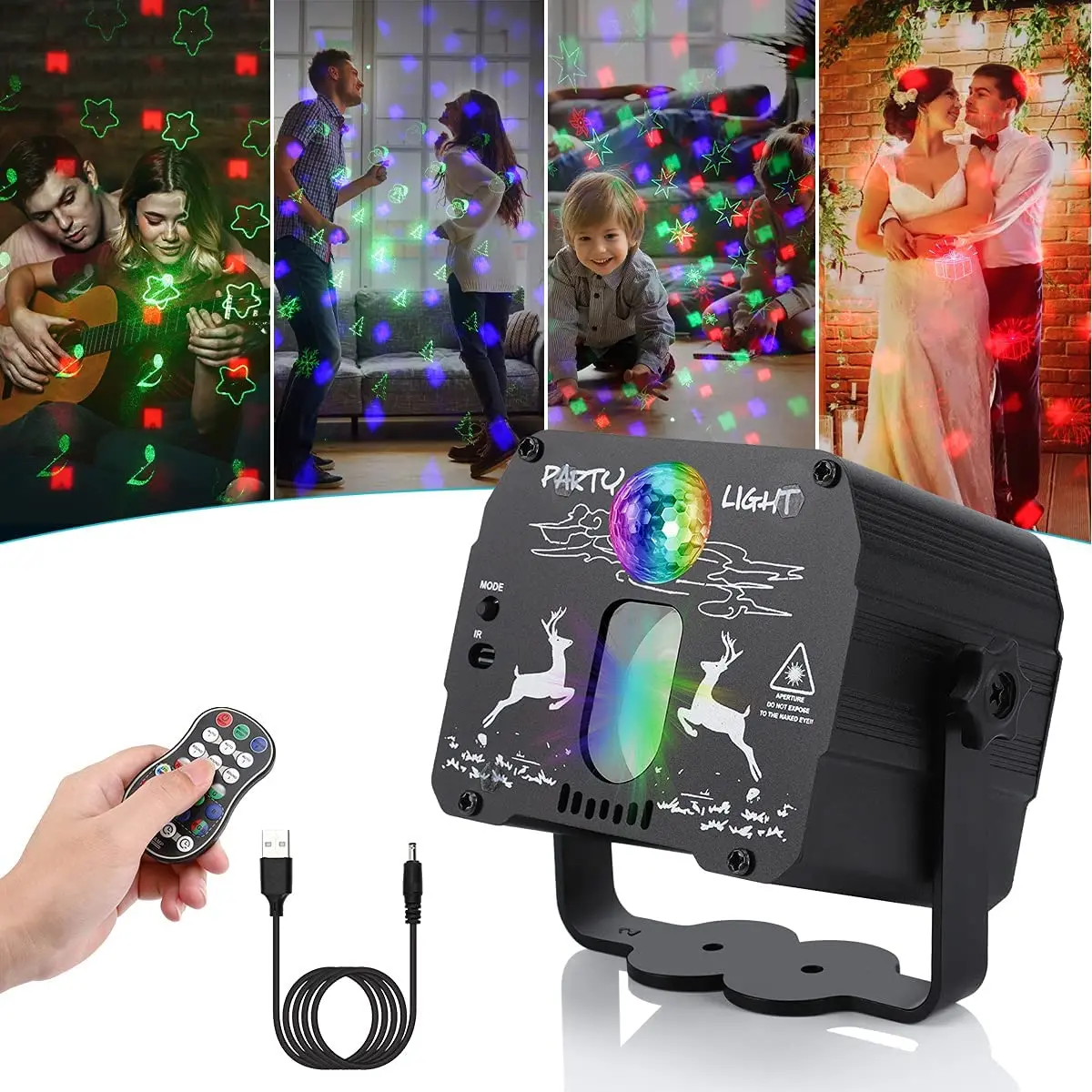 

Светодиодный лазерный светильник для праздничной вечеринки, сценическая лампа с голосовым управлением для диджея, дискотеки на новый год, ...