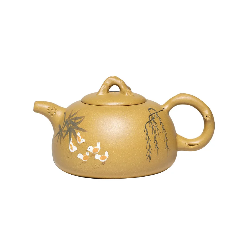 

Yixing Zisha pot original ore section mud painting interesting spring pot special price flower tea pot special price