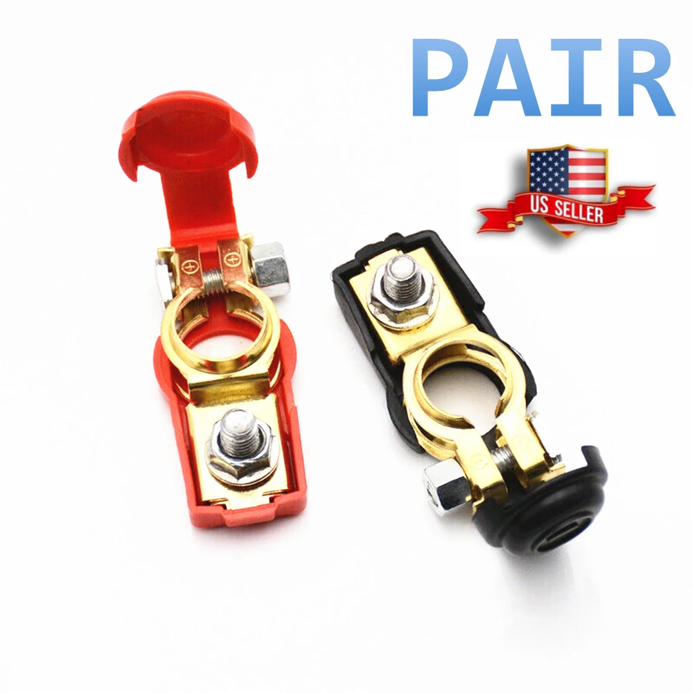 

2 Car Battery Terminal Connector Positive Negative Post Heavy Duty Clamp Clip