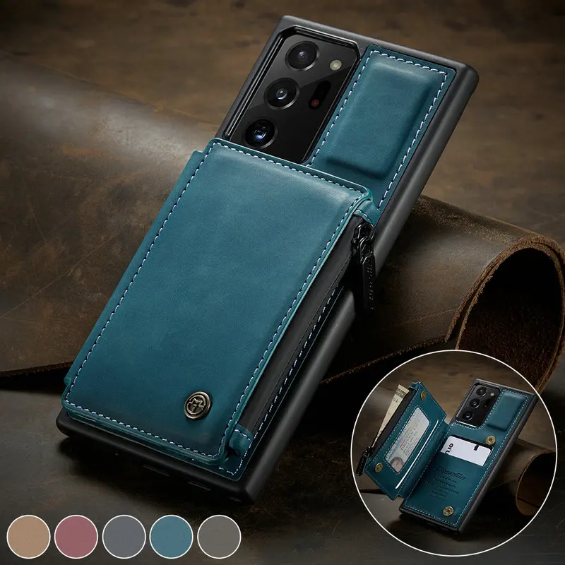 

CaseMe Retro Back Case for Samaung Note 9 Note10 20 S20FE Card Slot Leather Wallet A51 A71 A21s S20 Ultra S10Plus Phone Cover