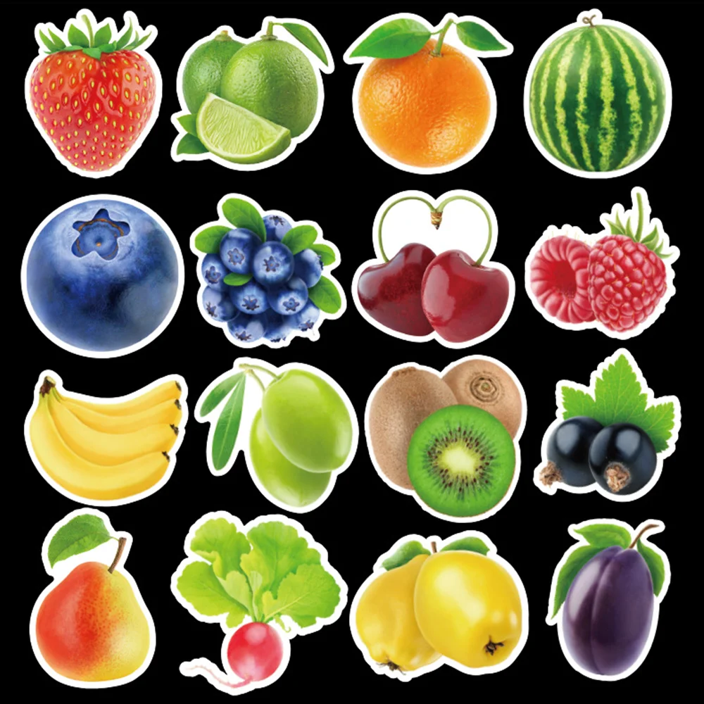 100 шт. фруктов и овощей зеленых растений с героями мультфильмов милые наклейки