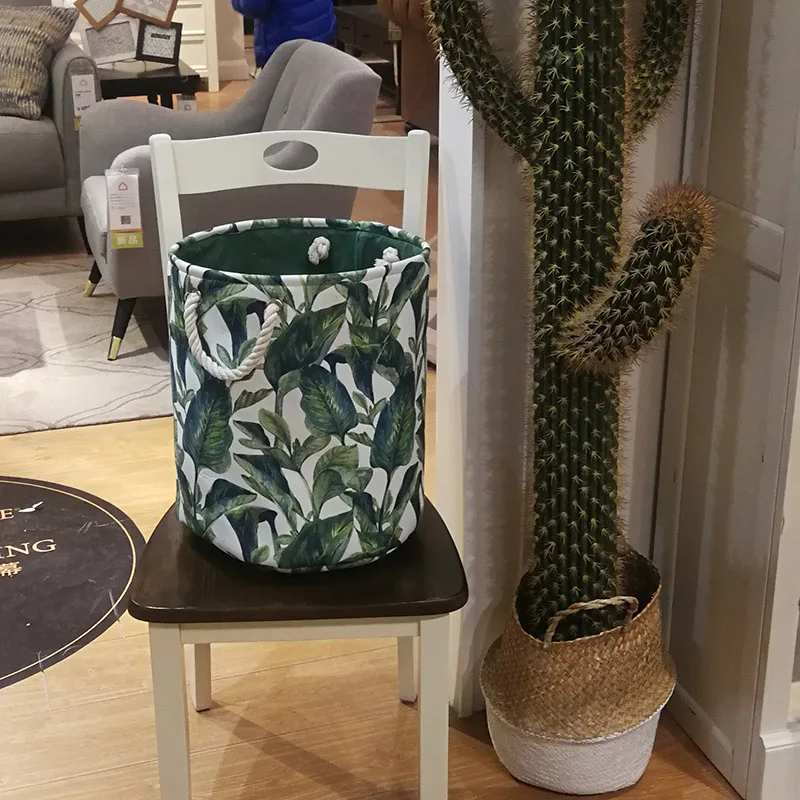 Зеленая холщовая корзина для белья Большая складная хранения различных