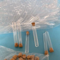 500pcs 12x75mm lab transparent plastic round bottom test tubes with corks party candy bottle wedding gift vial bath salt vials