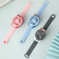 usb watch fan portable three gear speed adjustment folding mute mini wrist fans with colorful light for children gift