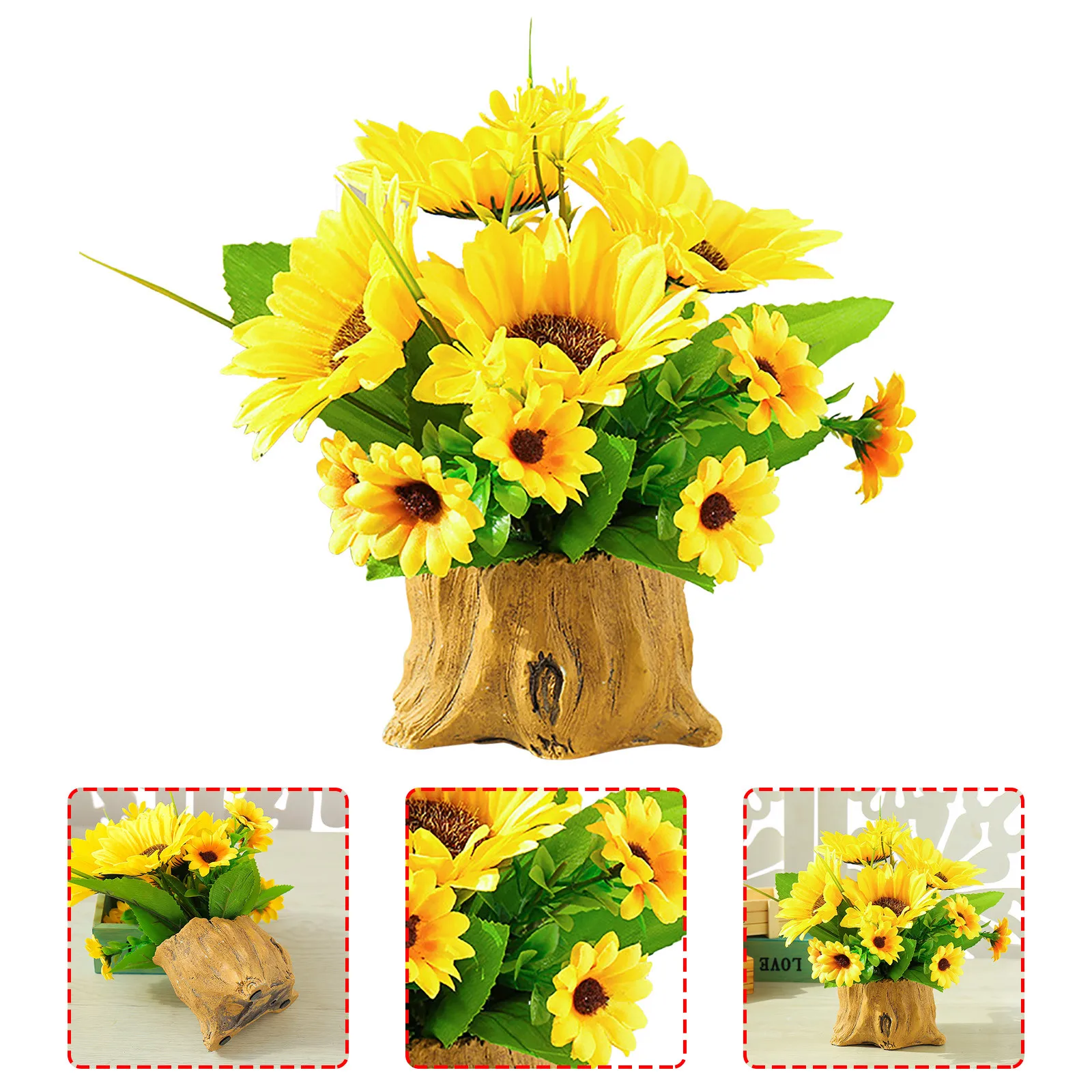 

Artificial Flower Set Artificial Sunflower Shelf Window Ornaments Silk Flower Small Potted Plant Wedding Home Decoration